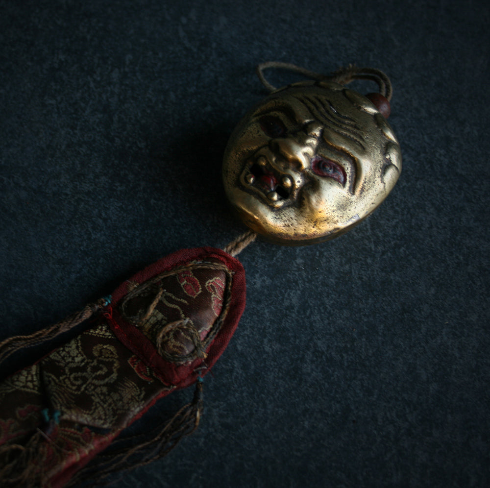 Mahakala demonic face, wall hanger with strap - RITUAL ITEM