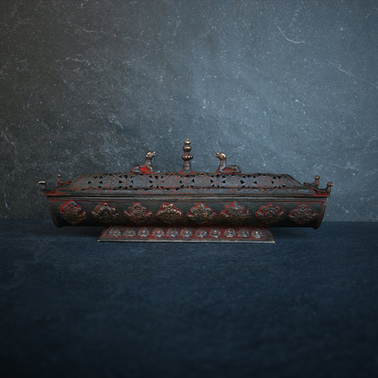 Long incense box burner, large version with antique finish - RITUAL ITEM