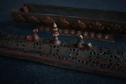 Long incense box burner, large version with antique finish - RITUAL ITEM