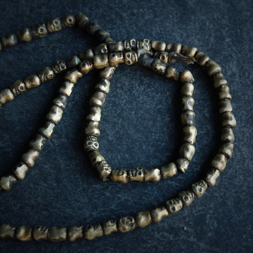 Skull mala, antique metal finish - RITUAL ITEM