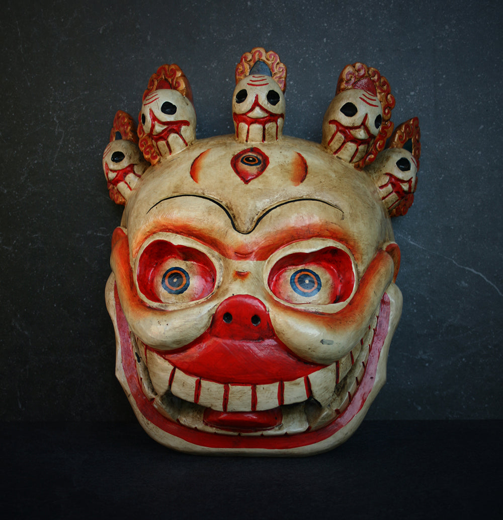 Citipati, Chitipati wooden mask, handpainted - RITUAL ITEM