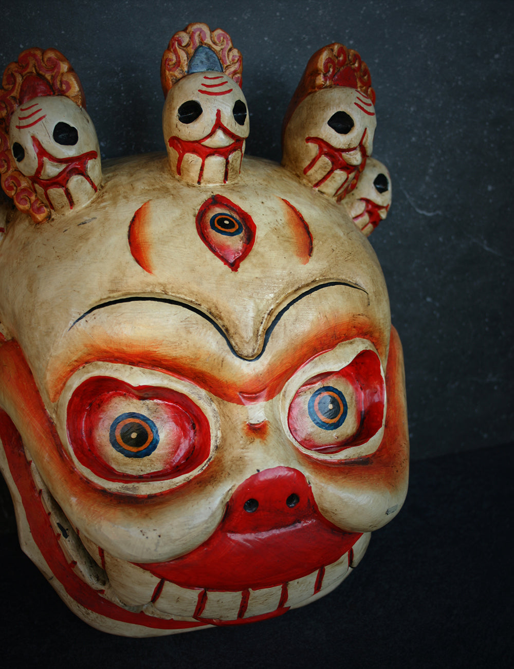 Citipati, Chitipati wooden mask, handpainted - RITUAL ITEM