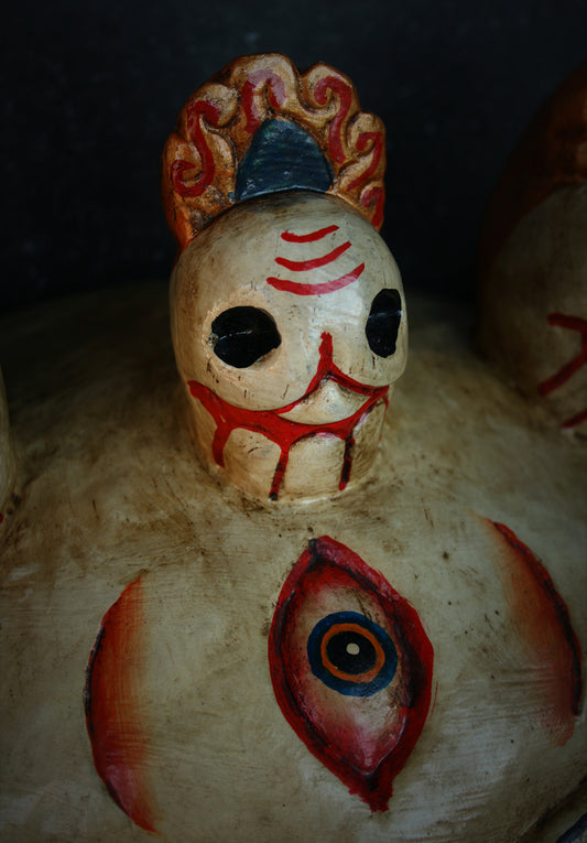 Citipati, Chitipati wooden mask, handpainted - RITUAL ITEM