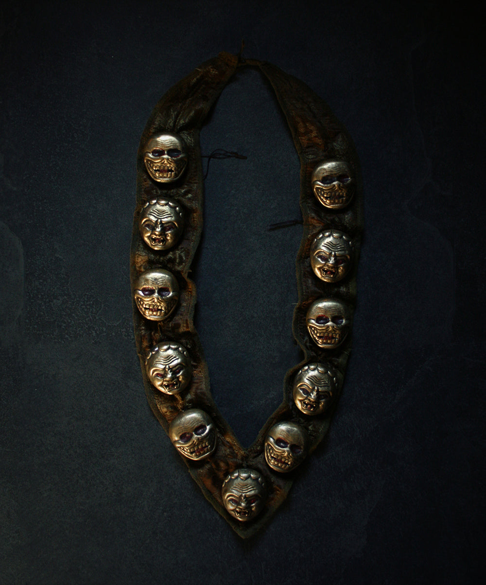 Tantric ceremonial heavy skull and demon face necklace - RITUAL ITEM