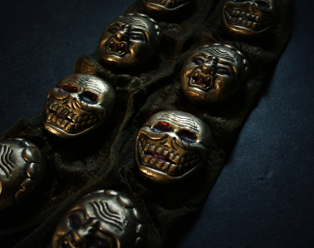 Tantric ceremonial heavy skull and demon face necklace - RITUAL ITEM