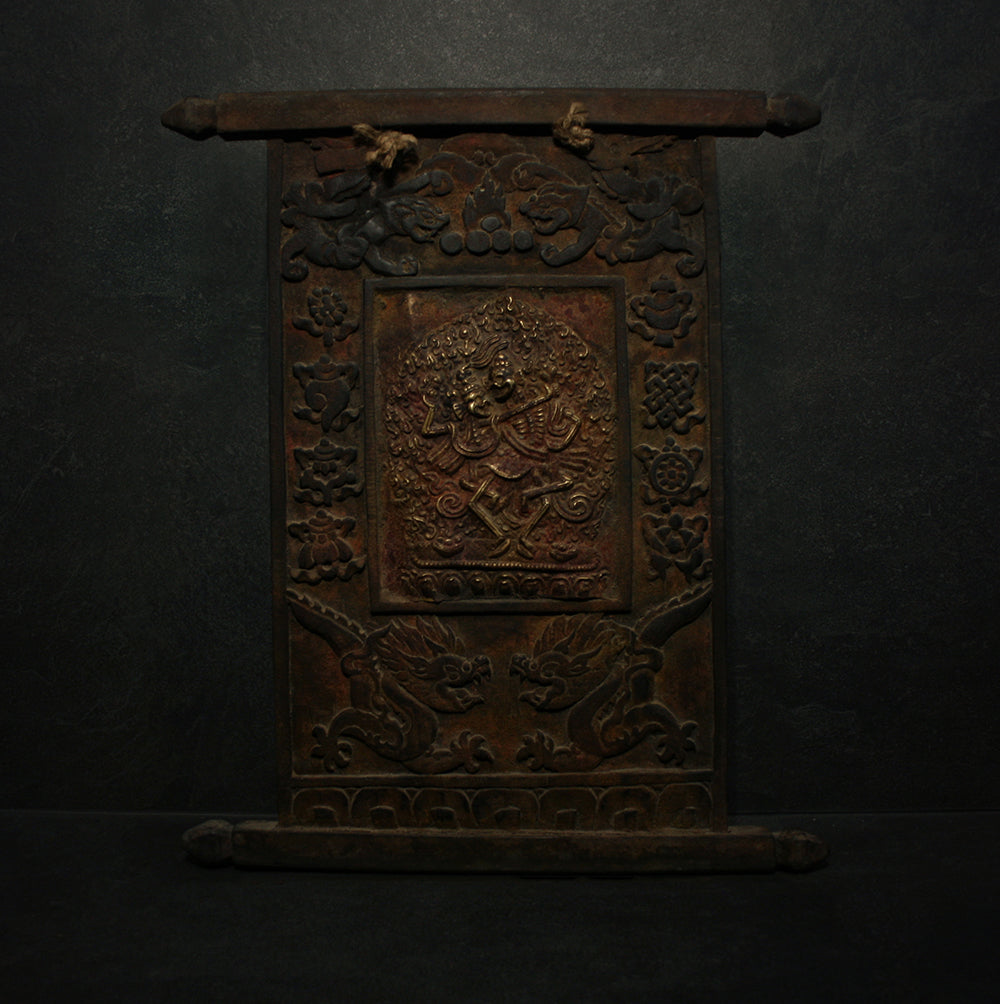 Citipati, Chitipati heavy wood and metal wall hanger, grand altar tablet DARK ver - RITUAL ITEM