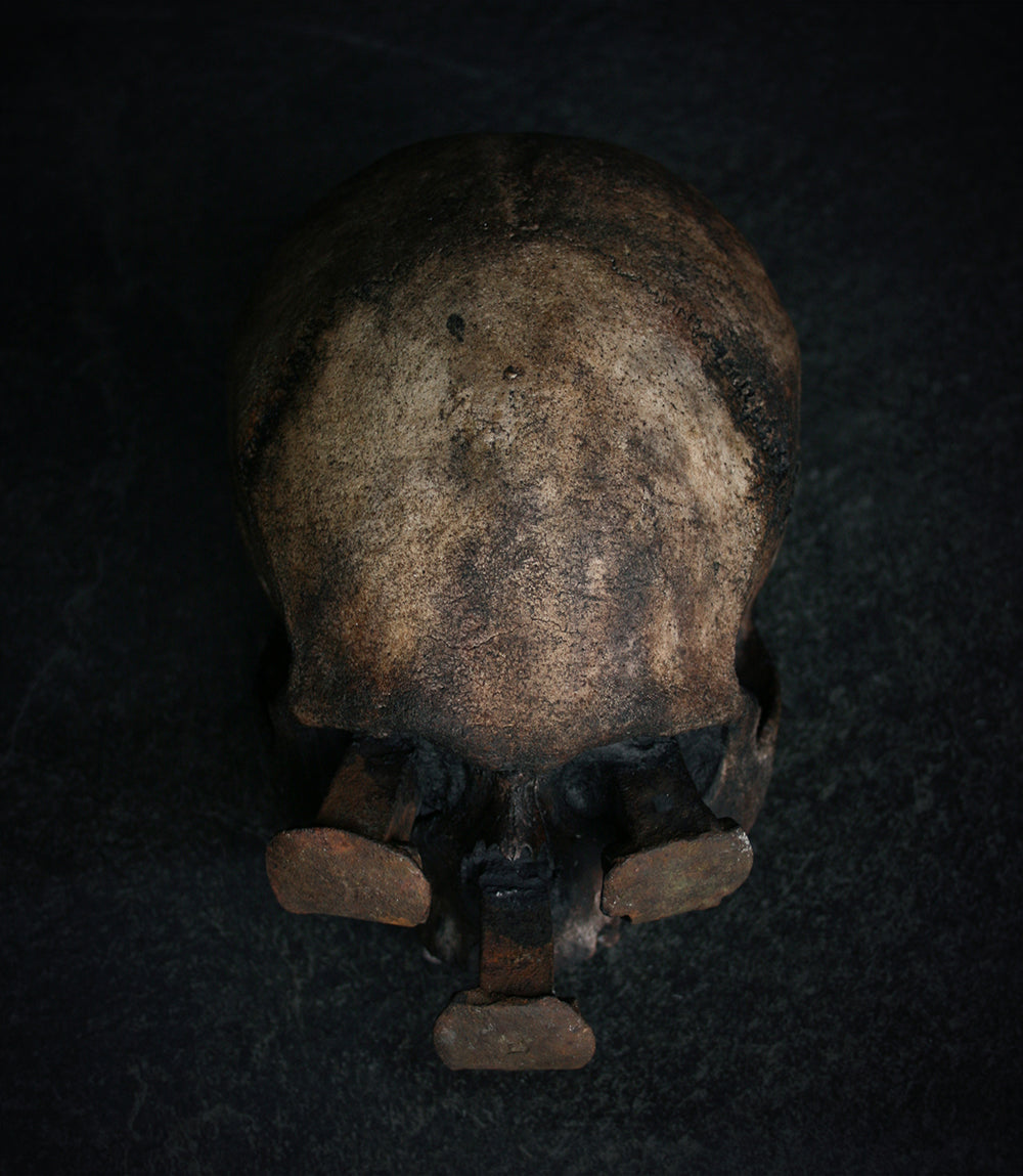 Skull mixed media sculpture "Rust nail viii" - SCULPTURE