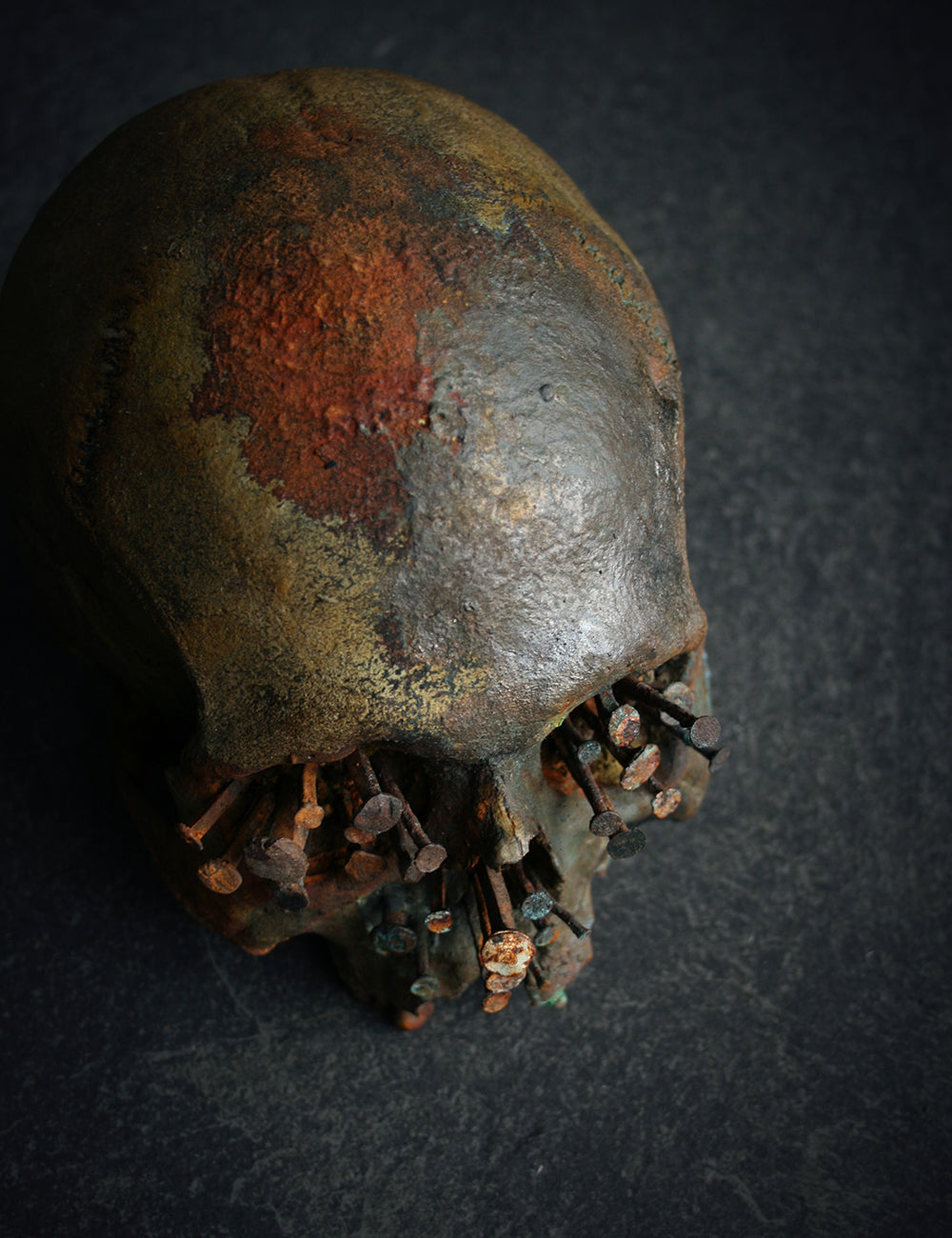 Skull mixed media sculpture "Voodoo nails E" - SCULPTURE