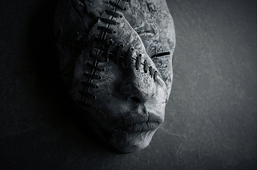 Ceramic sculpture mask "Stitched crossed" - SCULPTURE