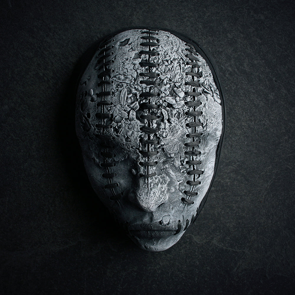 Ceramic sculpture mask "Stitched threefold" - SCULPTURE