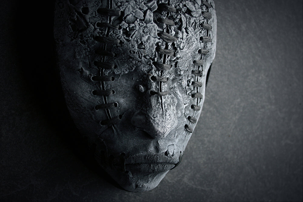 Ceramic sculpture mask "Stitched threefold" - SCULPTURE