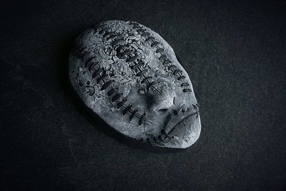 Ceramic sculpture mask "Stitched threefold" - SCULPTURE