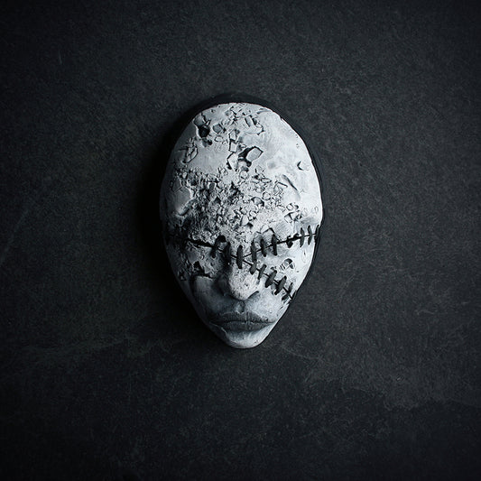 Ceramic sculpture mask "Stitched sideways" - SCULPTURE