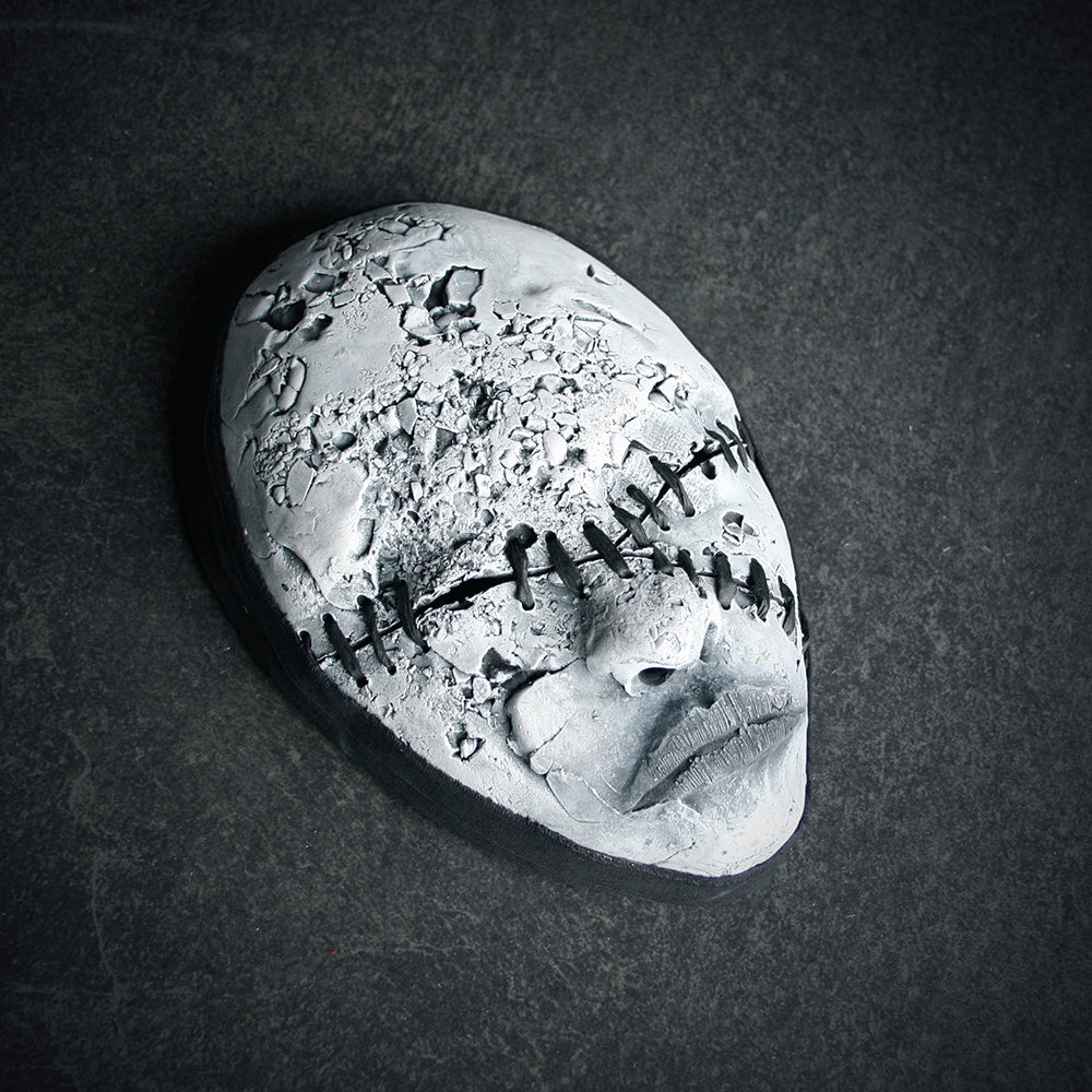 Ceramic sculpture mask "Stitched sideways" - SCULPTURE