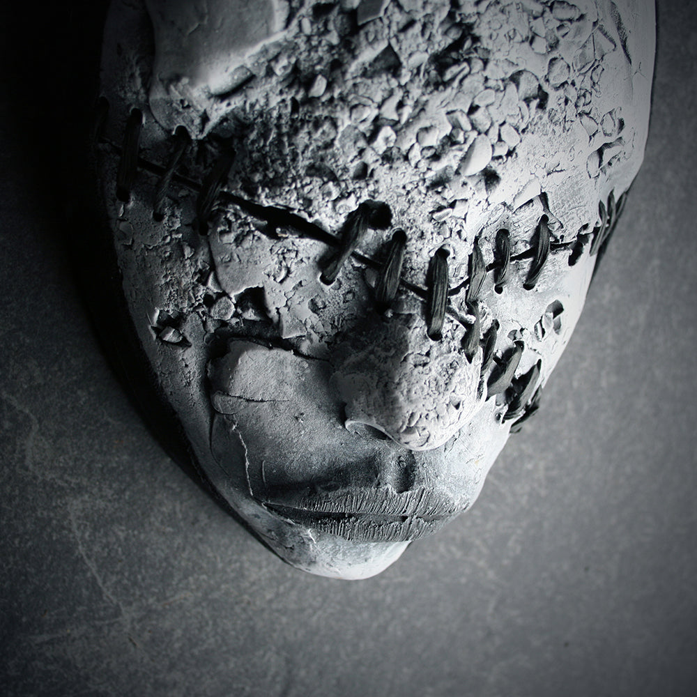 Ceramic sculpture mask "Stitched sideways" - SCULPTURE