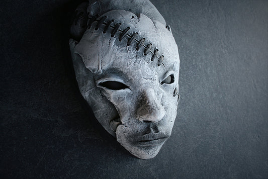 Ceramic sculpture mask "Diagonal stitch I" - SCULPTURE