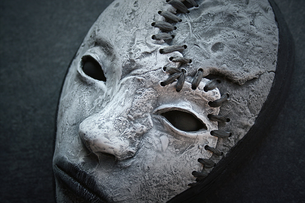 Ceramic sculpture mask "Stitched together" - SCULPTURE