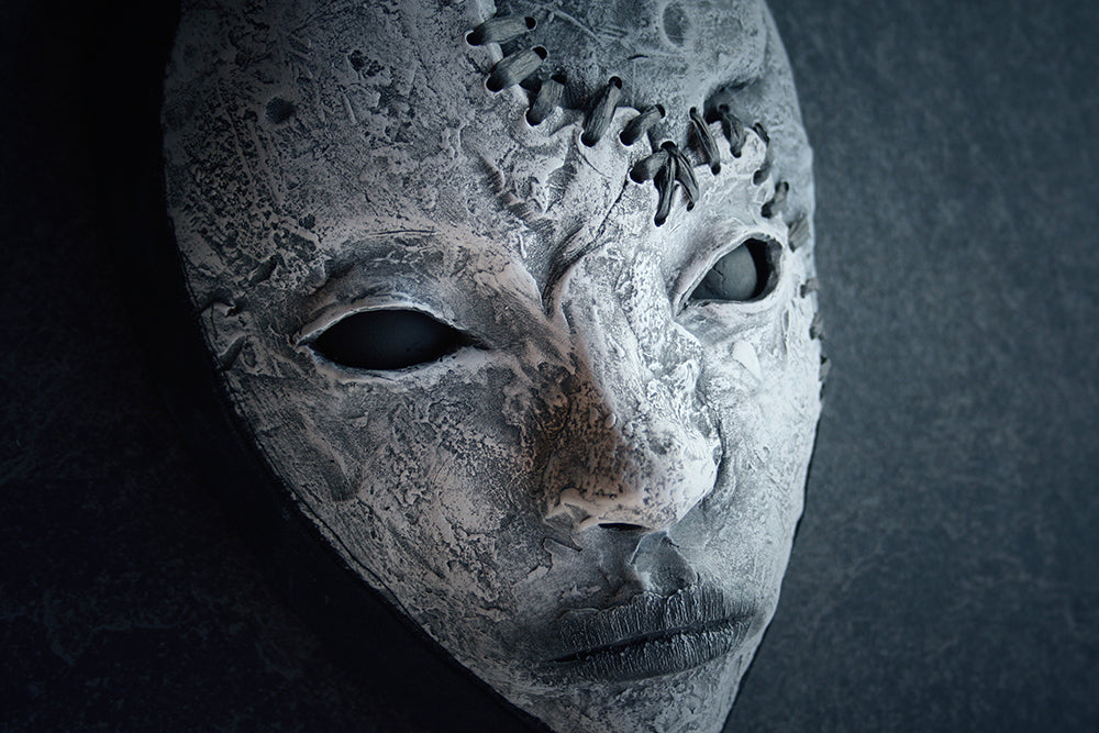 Ceramic sculpture mask "Stitched together" - SCULPTURE