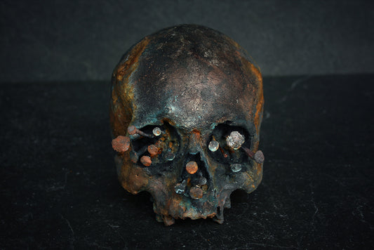 Skull mixed media sculpture "Black Rust" - SCULPTURE