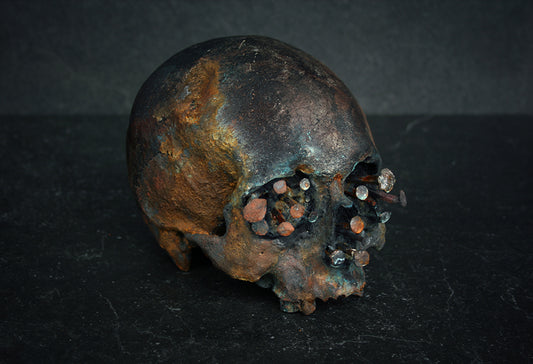 Skull mixed media sculpture "Black Rust" - SCULPTURE