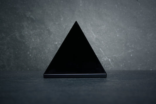 Black obsidian pyramid, carved black obsidian - RITUAL ITEM