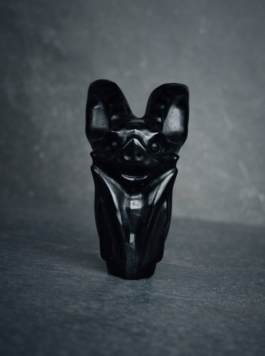 Bat, carved black obsidian - RITUAL ITEM