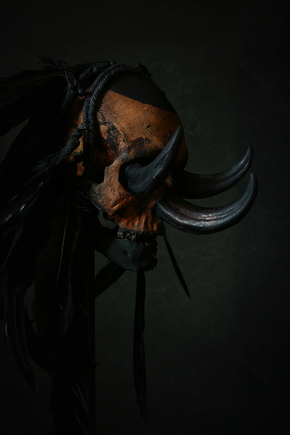 Skull mixed media sculpture "Black Chief Khaal" - SCULPTURE