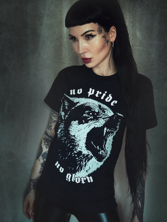 Wolf head, no pride no glory - T-shirt