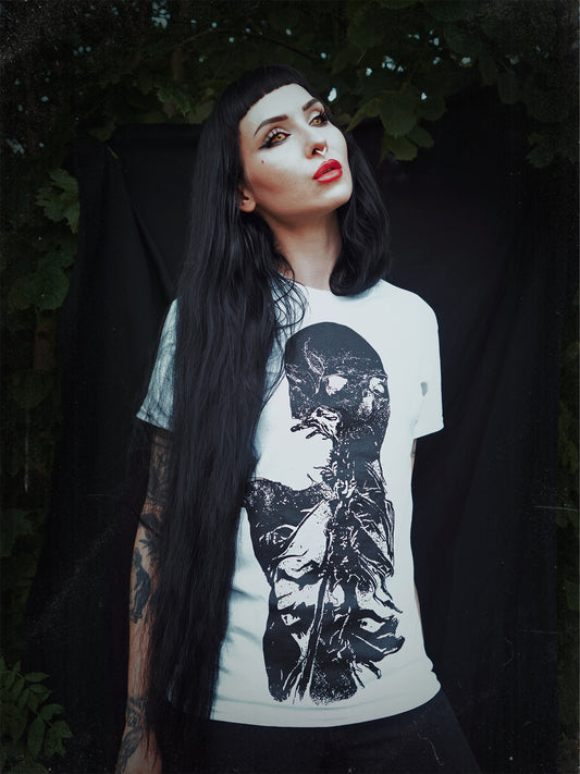 Black skeleton torso - WHITE T-shirt