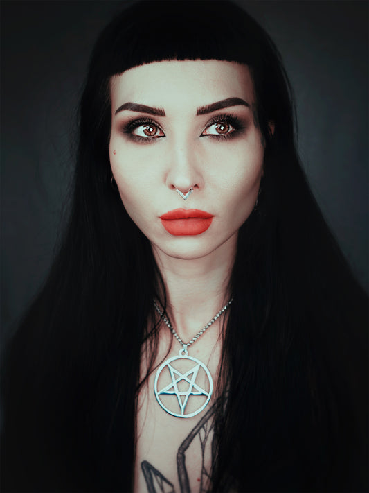 Pentagram upside down, oversized shiny version - NECKLACE