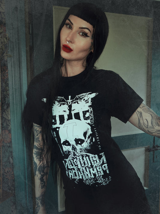 Skull with inverted Ankh - T-shirt