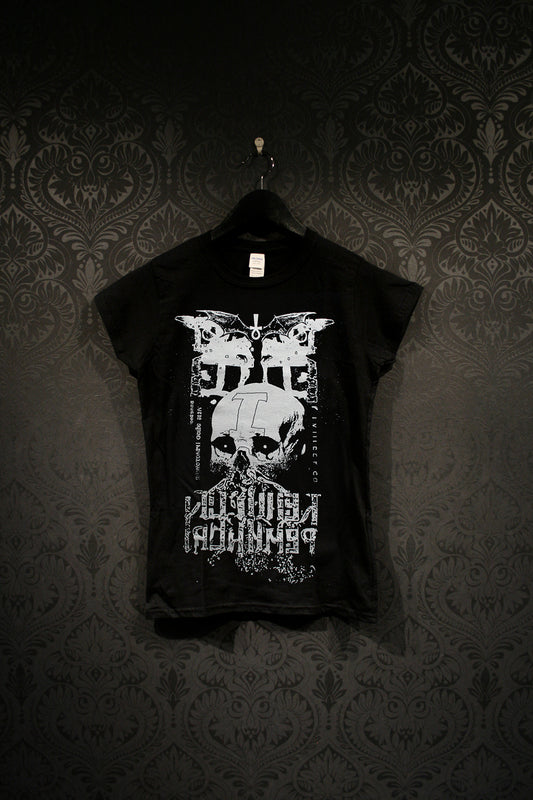 Skull with inverted Ankh - T-shirt female fitted