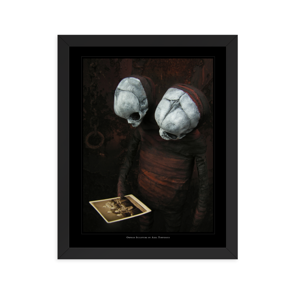 Orphan sculpture, co-joined siamese twin doll - Framed poster