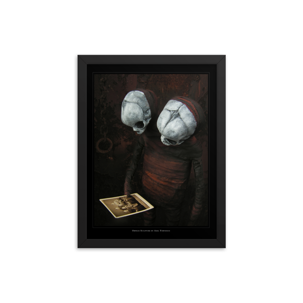 Orphan sculpture, co-joined siamese twin doll - Framed poster