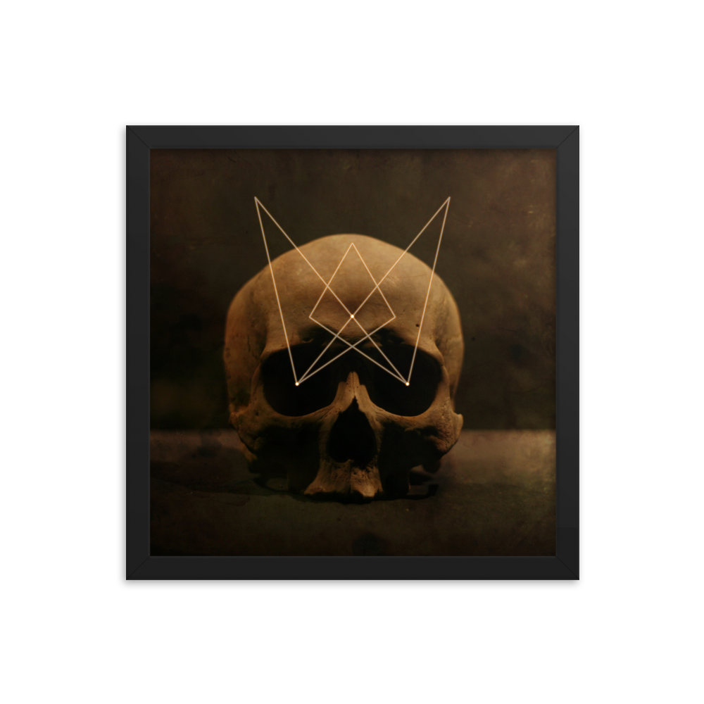 Skull with third eye crown - Square framed poster