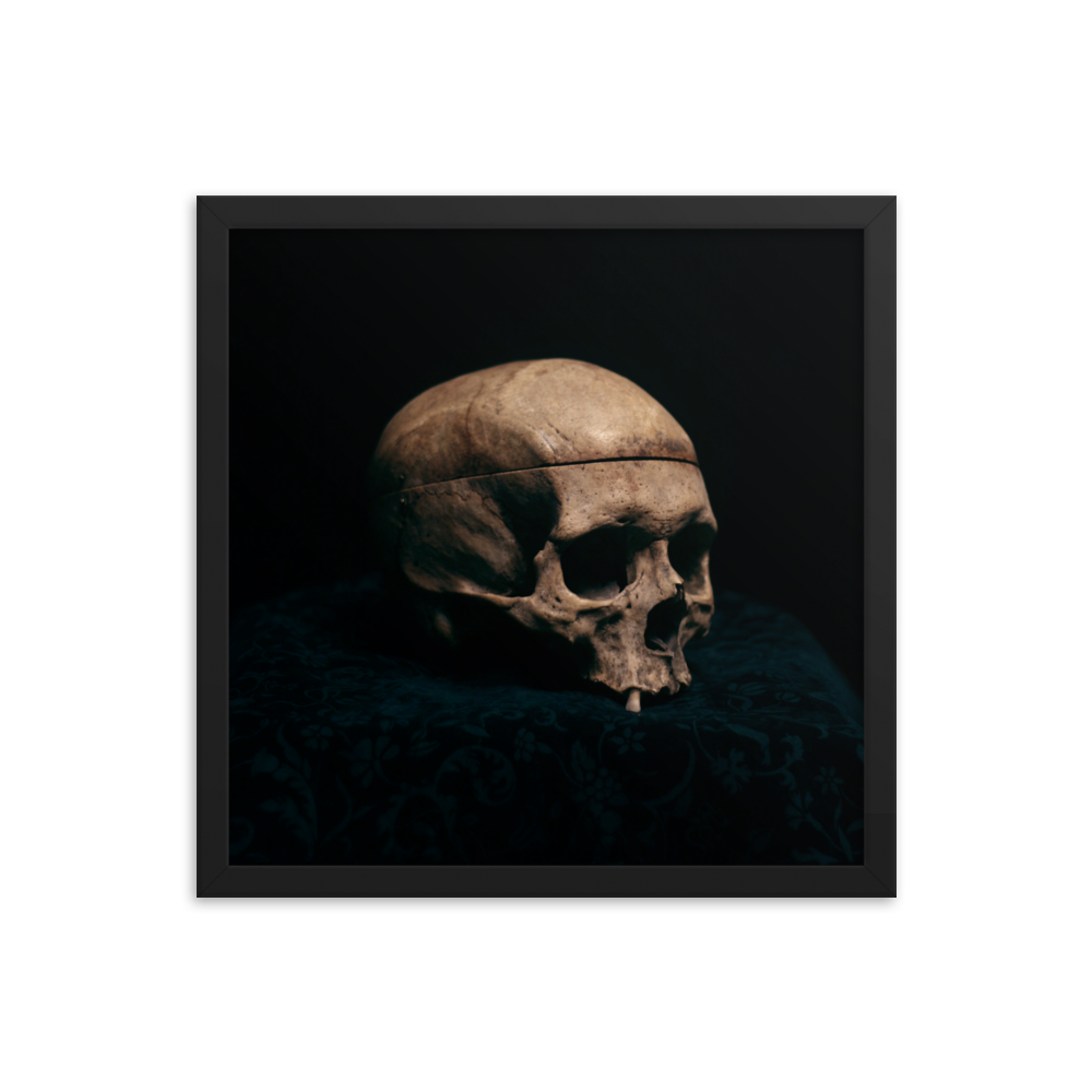 Still life skull, real human skull photography - Square framed poster