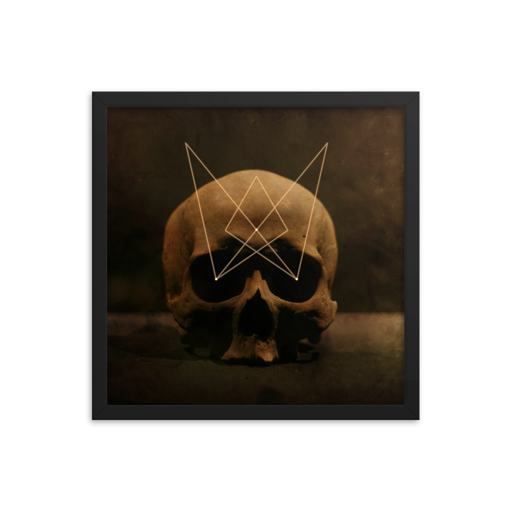 Skull with third eye crown - Square framed poster