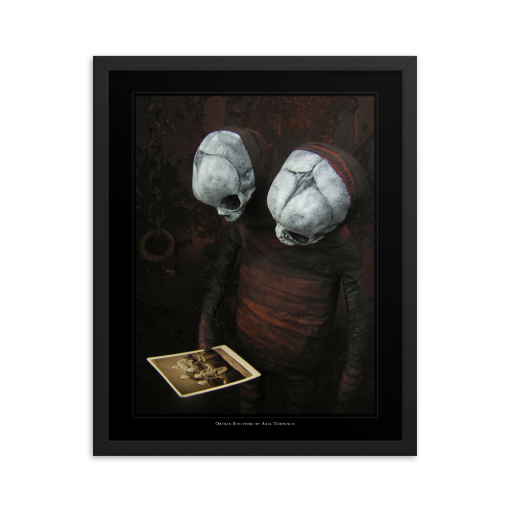 Orphan sculpture, co-joined siamese twin doll - Framed poster