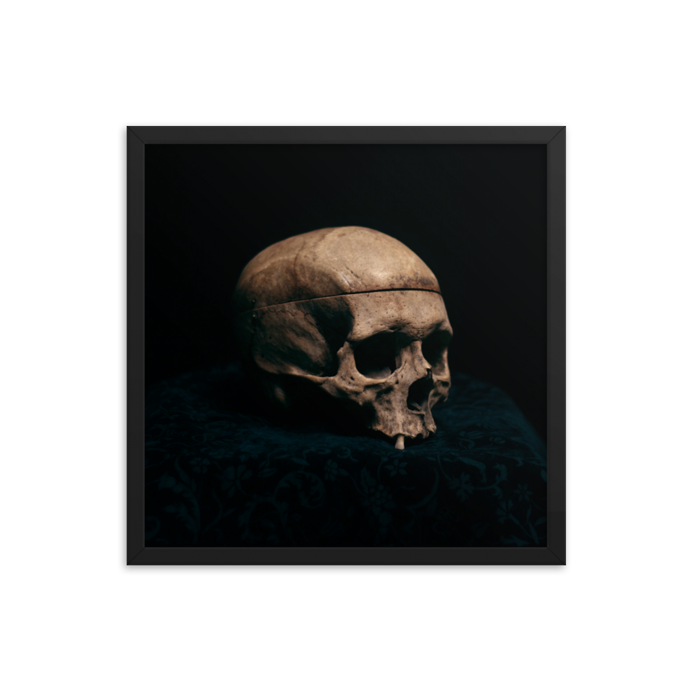 Still life skull, real human skull photography - Square framed poster