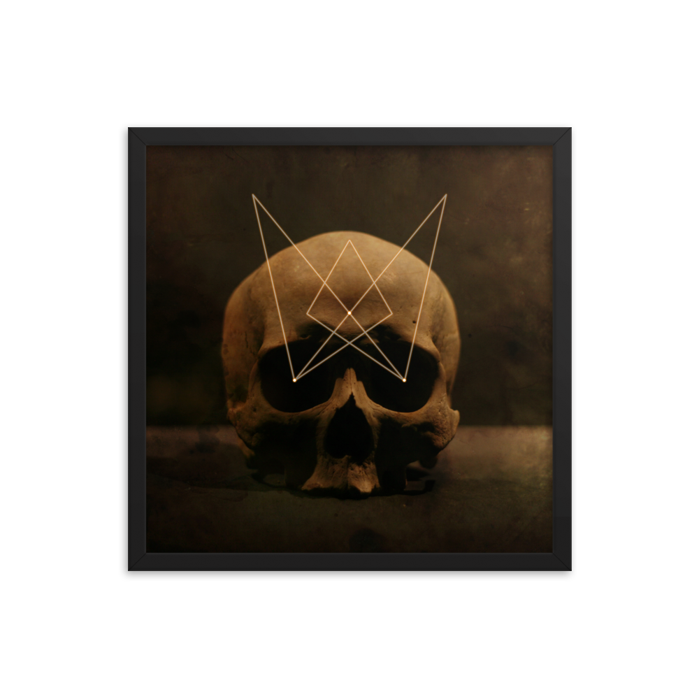 Skull with third eye crown - Square framed poster