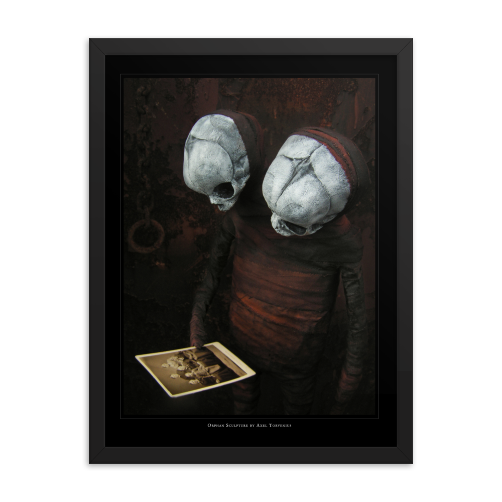 Orphan sculpture, co-joined siamese twin doll - Framed poster