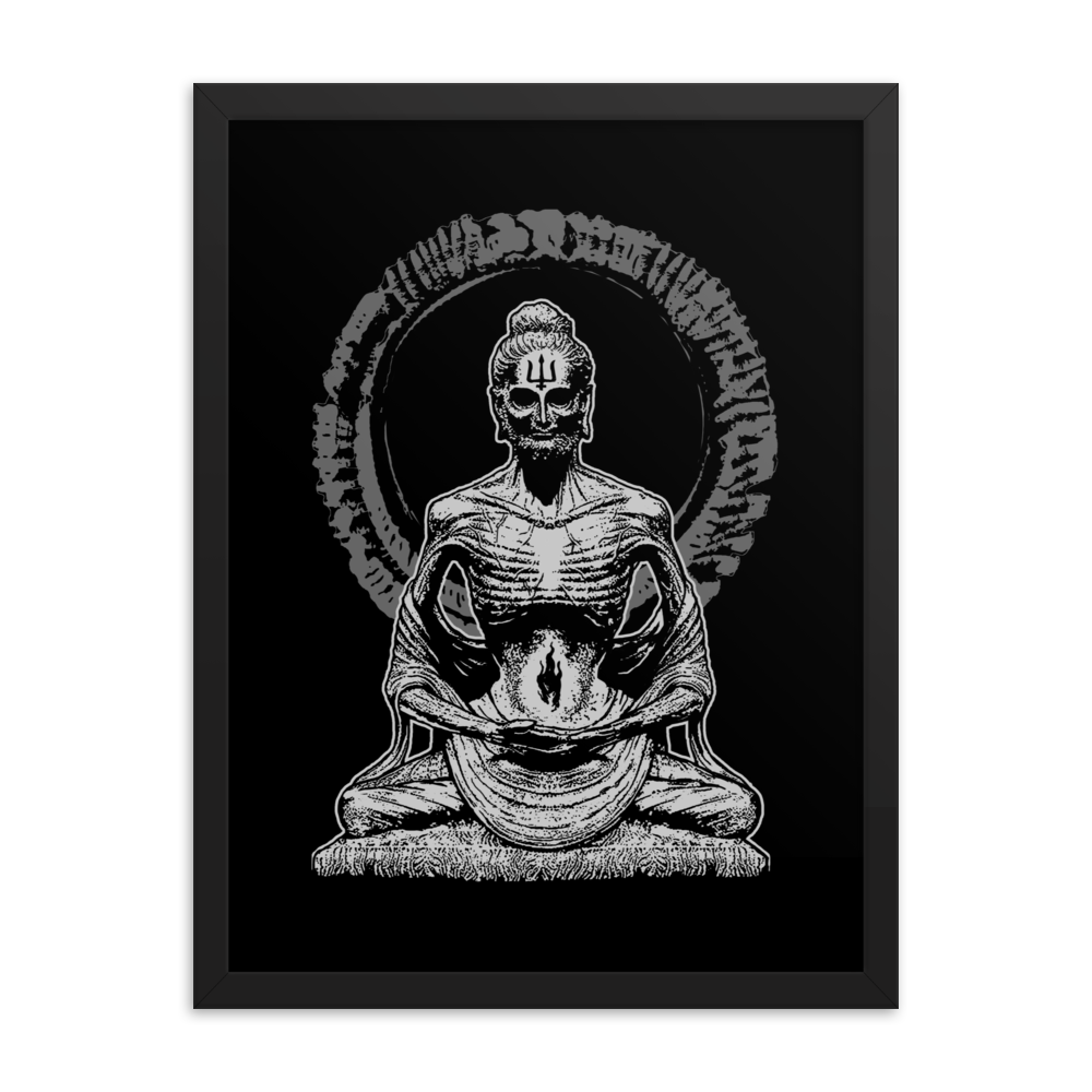 Karmageddon, starving Buddha - Framed poster