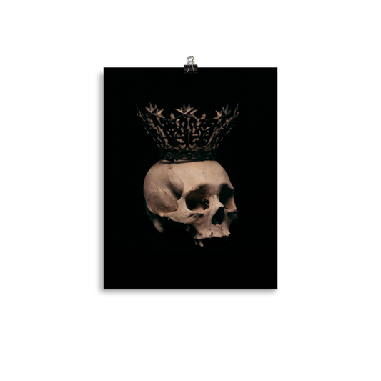 Skull with crown, real human skull photography - Art print