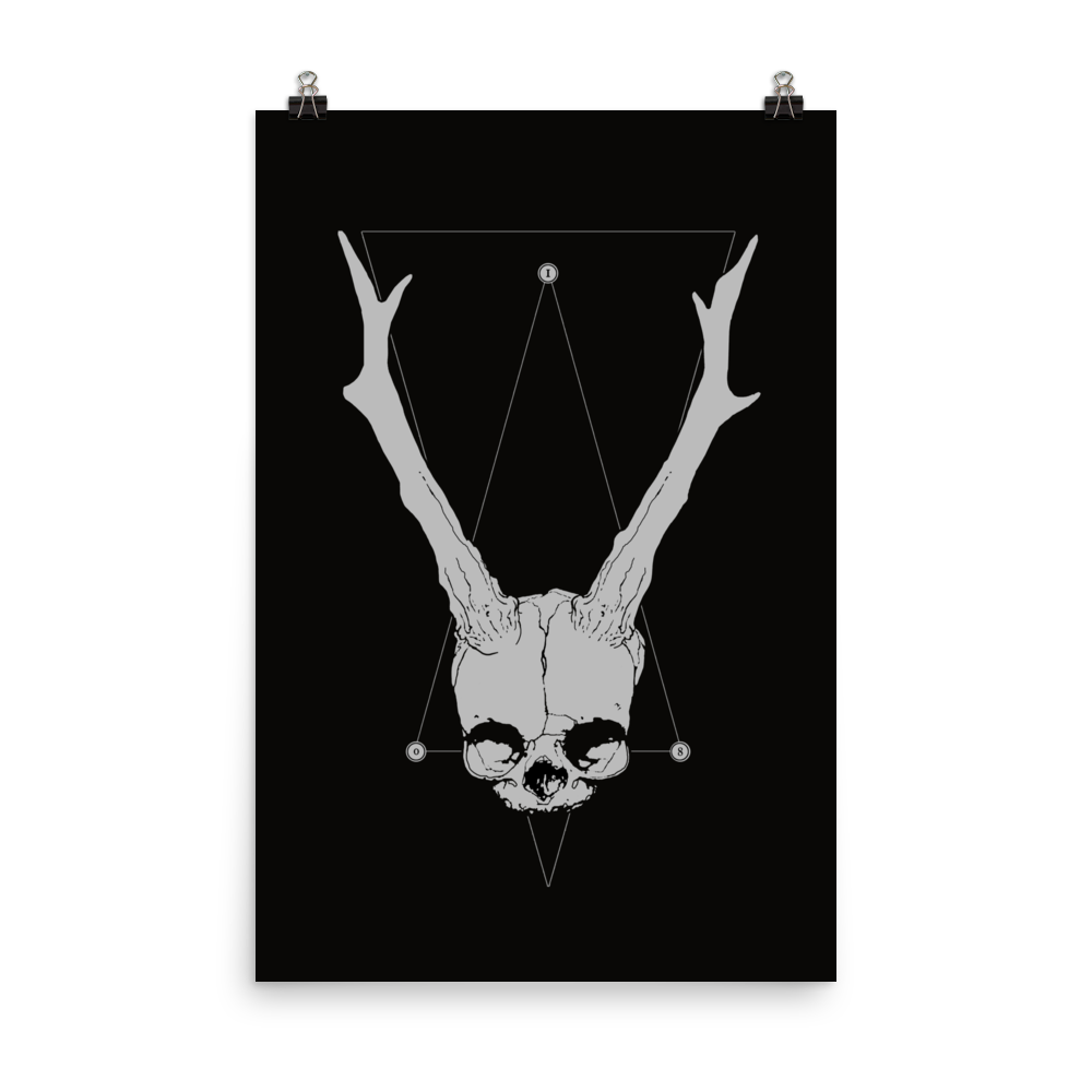 Horned fetal skull - Art print