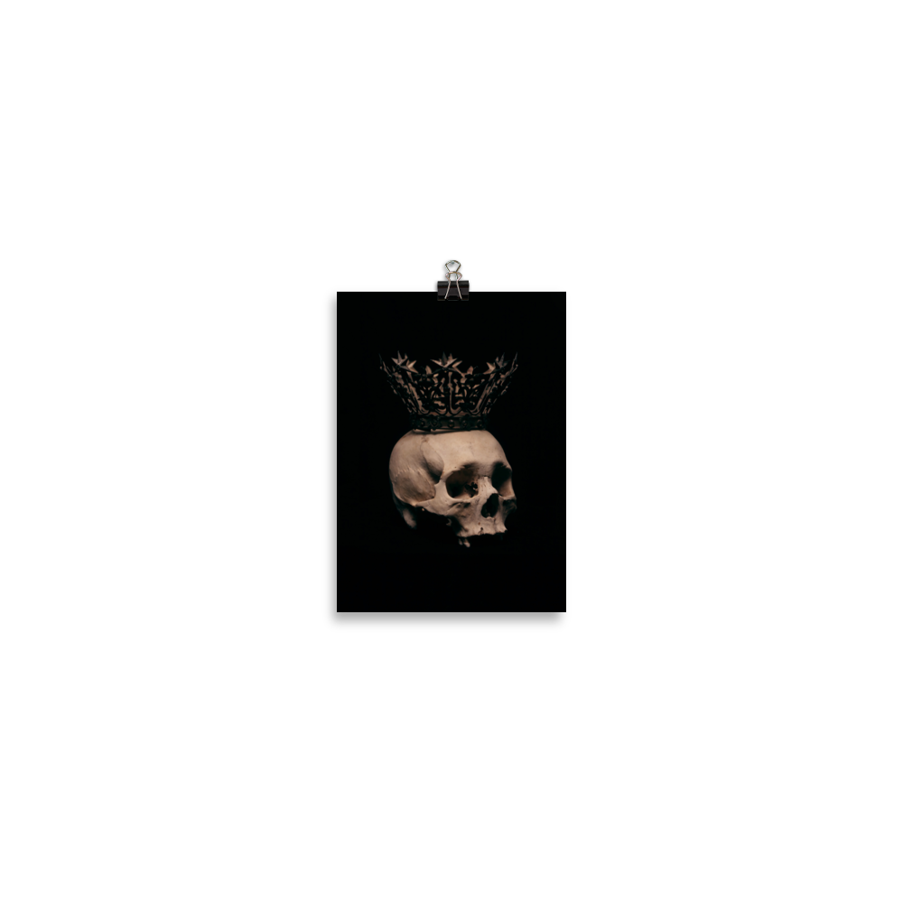 Skull with crown, real human skull photography - Art print