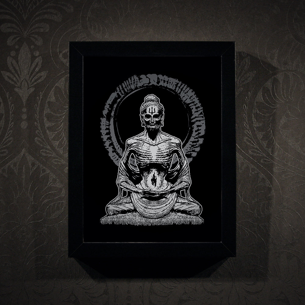 Karmageddon, starving Buddha - Framed poster