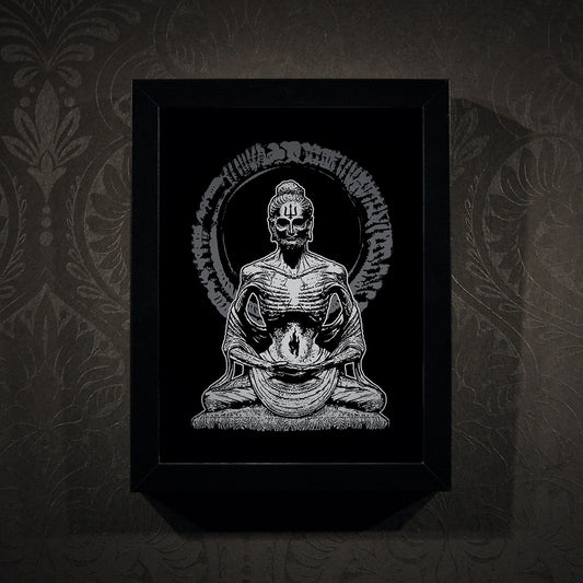 Karmageddon, starving Buddha - Framed poster