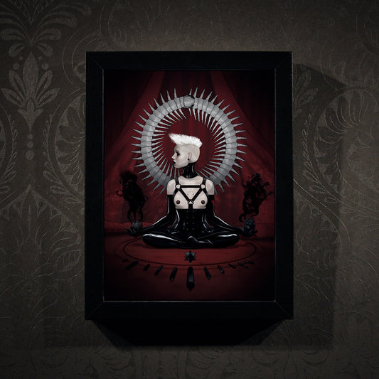 Diptych Invocation in the temple of the white centipede, The Traveler - Framed poster