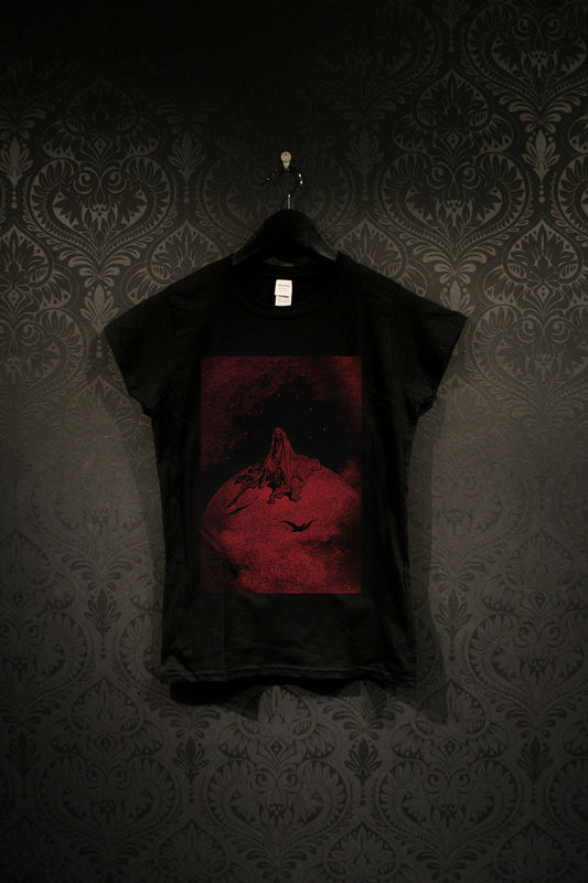 Death and the Raven, RED version, Gustave Doré, Gustave Dore illustration - T-shirt female fitted