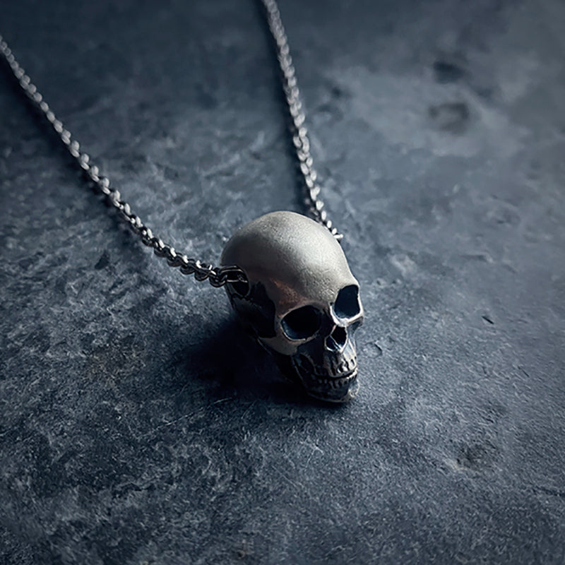 Skull, anatomical with jointed jaw sterling silver 925  - NECKLACE